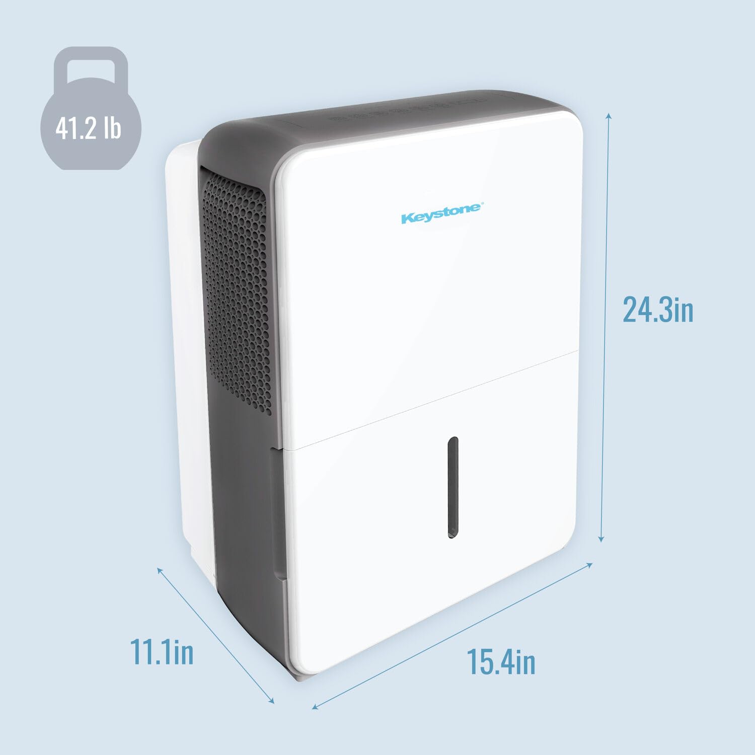 KEYSTONE 50-Pint Portable Dehumidifier for Home, Garage & Basement - Quiet, Auto-Shutoff, 4,500 Sq.Ft Capacity, White